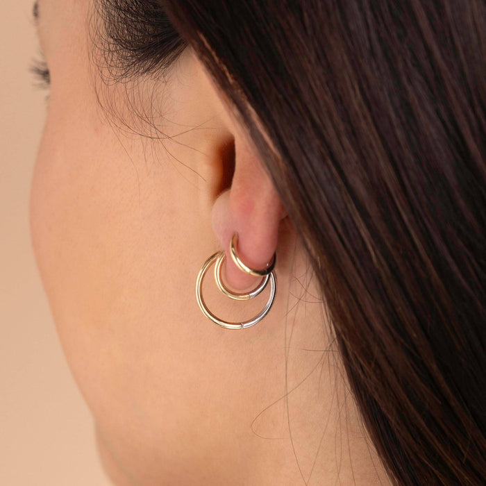 10.5mm Two Tone Huggie Hoop - Single-Zoë Chicco