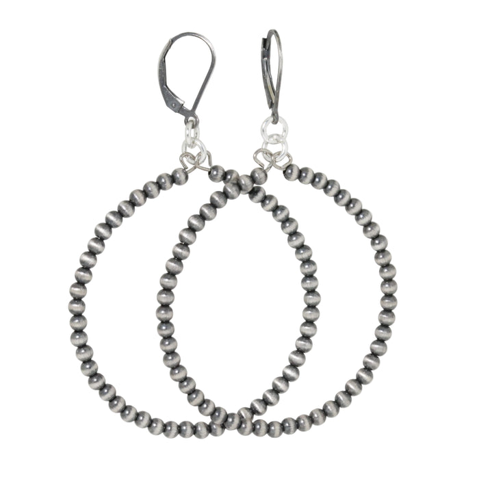 3mm Navajo Pearl Forward Hoop Earrings-Southwest