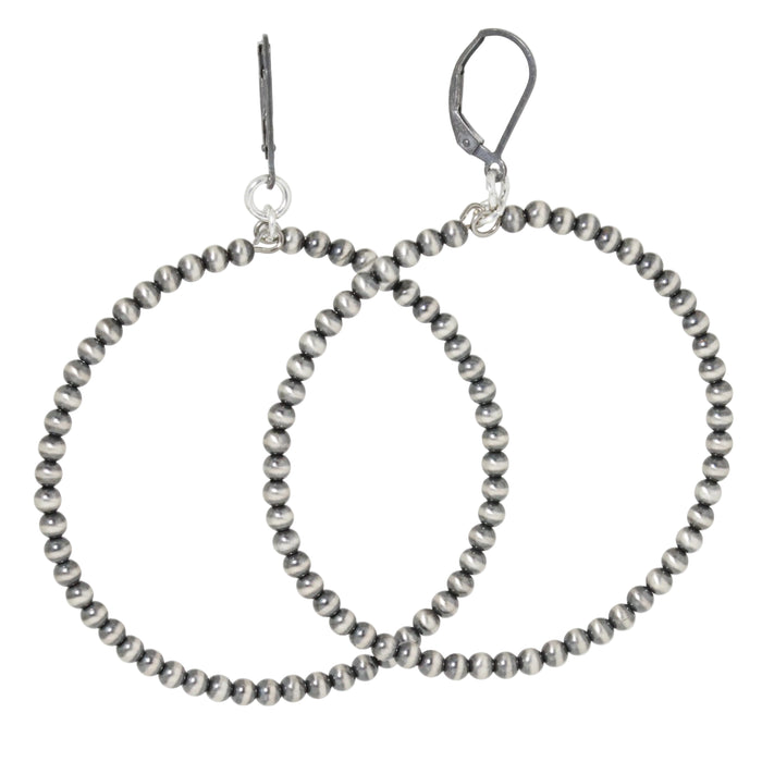 3mm Navajo Pearl Forward Hoop Earrings-Southwest
