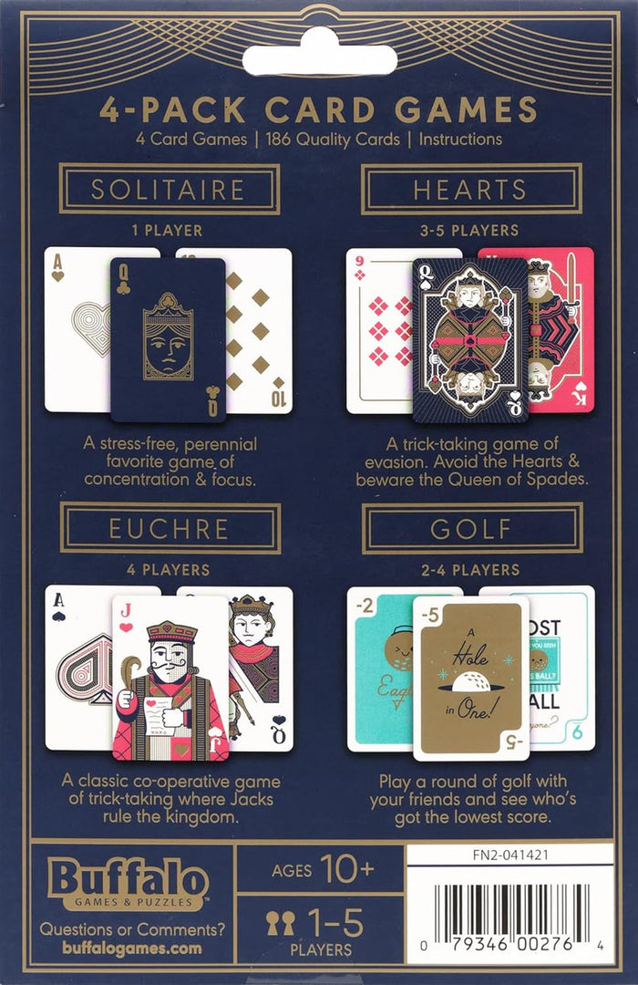 4 Pack Card Game: 4pk: Euchre, Hearts, Solitaire, Golf