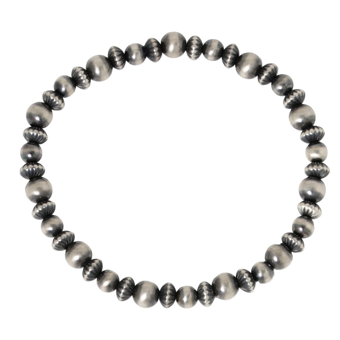 6mm Navajo Pearl + Fluted Saucer Bead Bracelet-Southwest