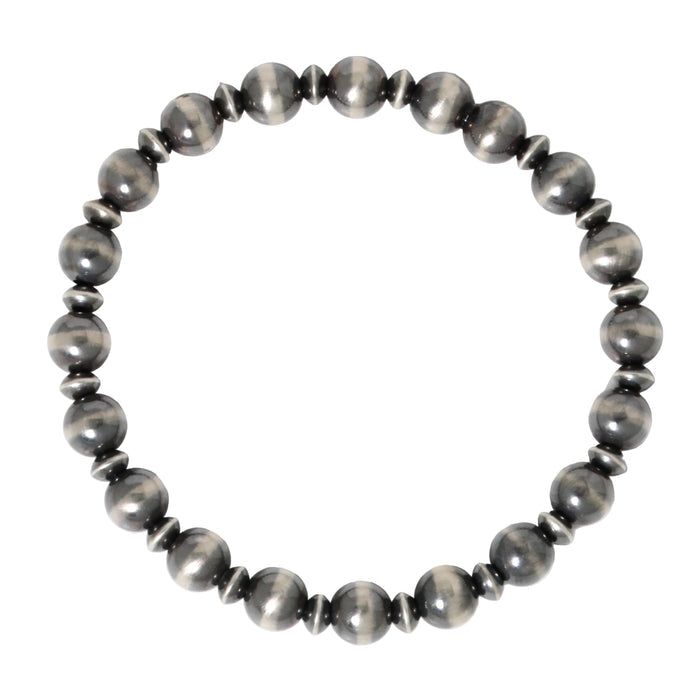 7mm Navajo Pearl + Saucer Bead Bracelet-Southwest