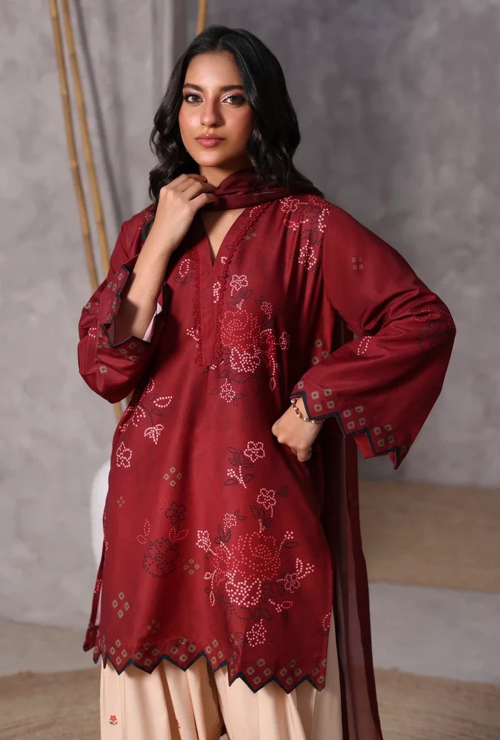 Ak by Amna Khan - Chilli Three Piece Cambric