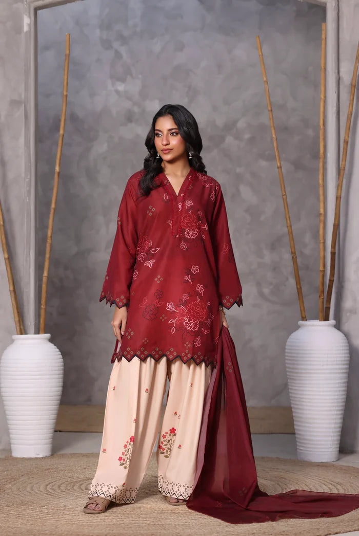 Ak by Amna Khan - Chilli Three Piece Cambric
