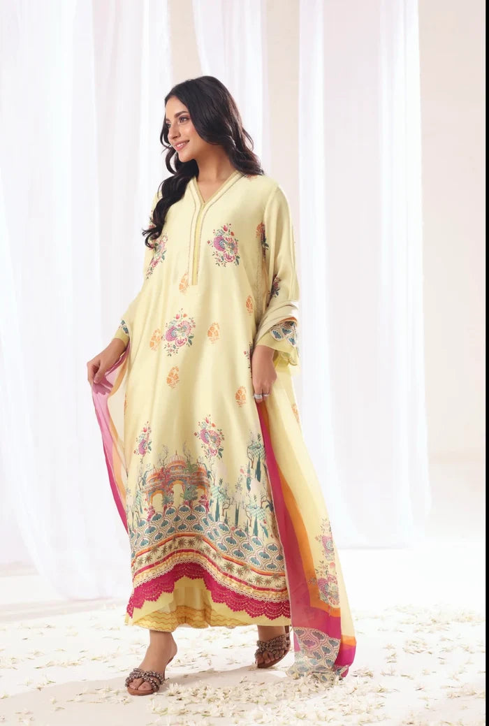 Ak by Amna Khan - Lina Three Piece Charmeuse Silk