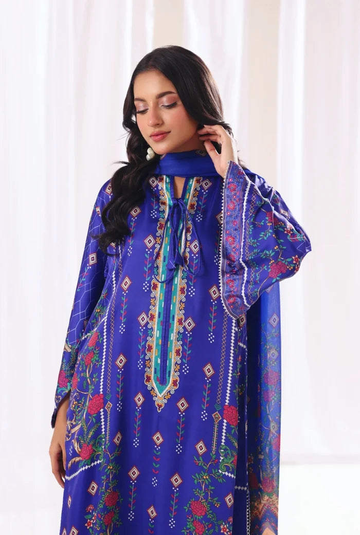 Ak by Amna Khan - Neel Three Piece Charmeuse Silk