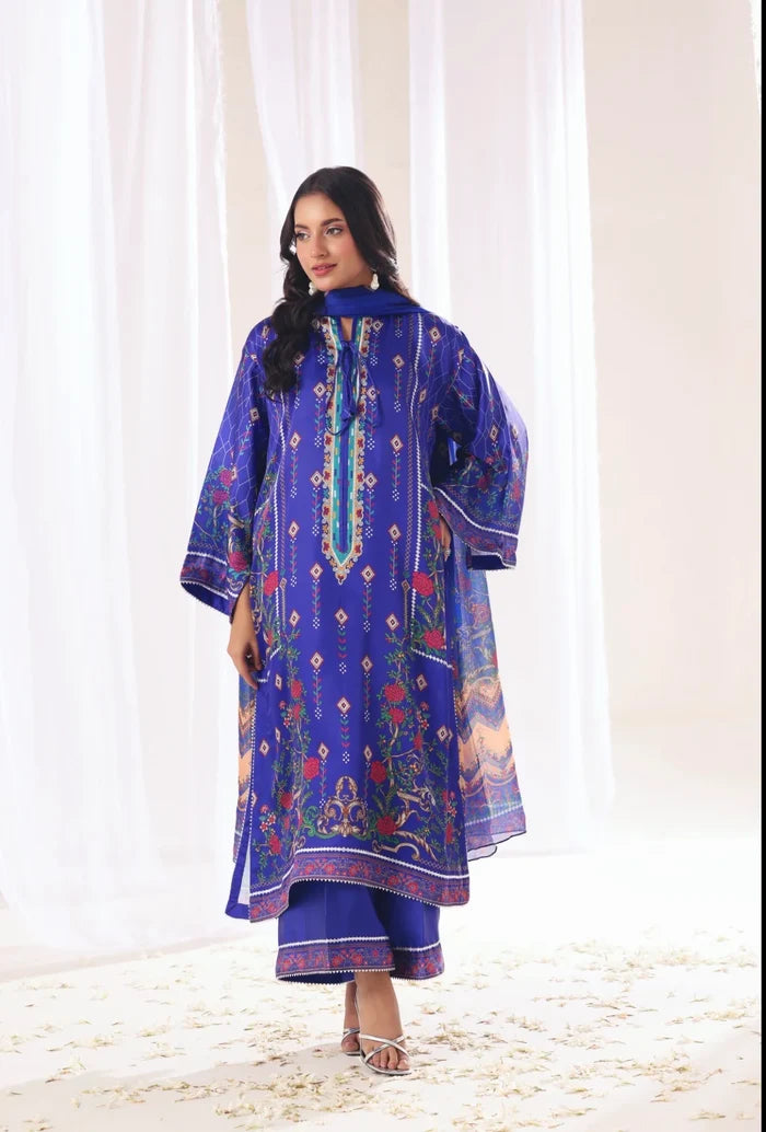 Ak by Amna Khan - Neel Three Piece Charmeuse Silk