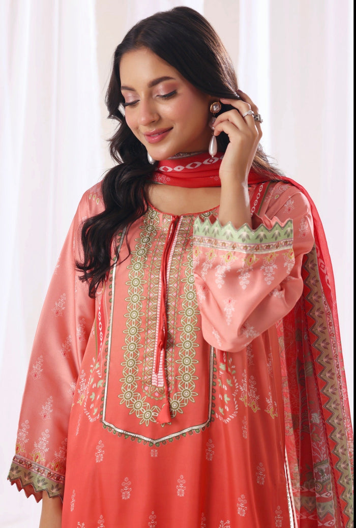 Ak by Amna Khan -  Zeen Three Piece Charmeuse Silk