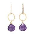 Amethyst Circle Drop Earrings-Judy Brandon