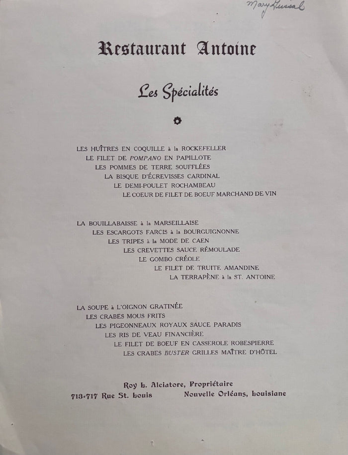Antoine's Centennial 1840-1940
