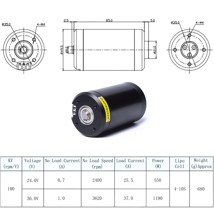 APISQUEEN 24-48V 5080 Underwater Brushless Motor 1200W For rov/Underwater robots/boats