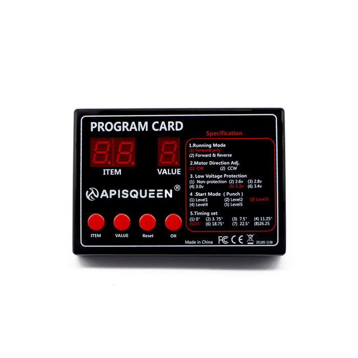 APISQUEEN O'Hara Series Boat ESC Parameter Programming Card