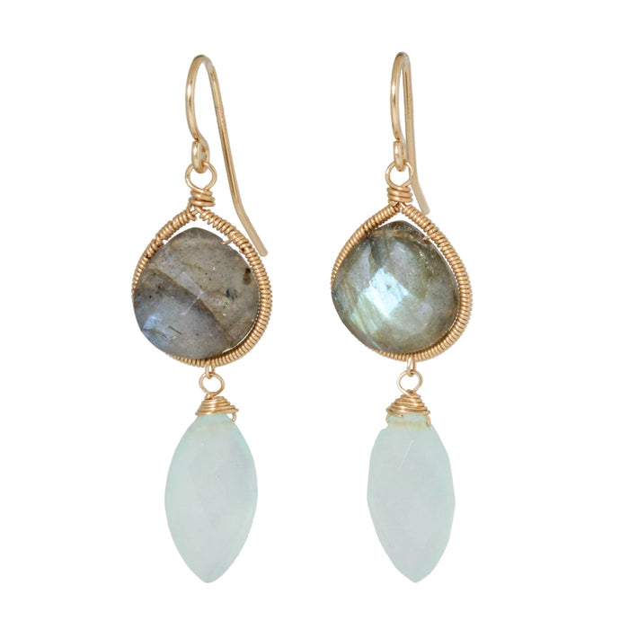 Aqua Chalcedony and Labradorite Earrings