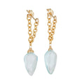 Aqua Quartz Chain Hug Earrings