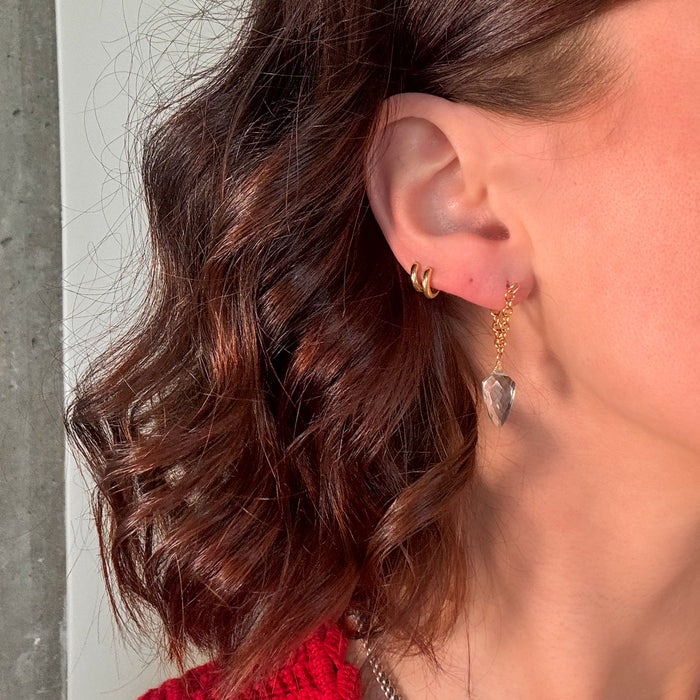 Aqua Quartz Chain Hug Earrings