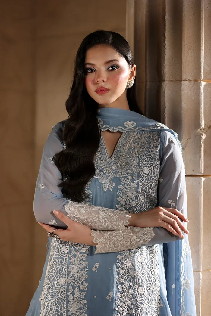 Azure - Serenite Three Piece Embroidered Chiffon