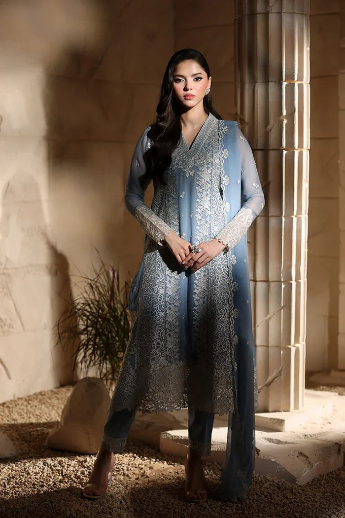 Azure - Serenite Three Piece Embroidered Chiffon