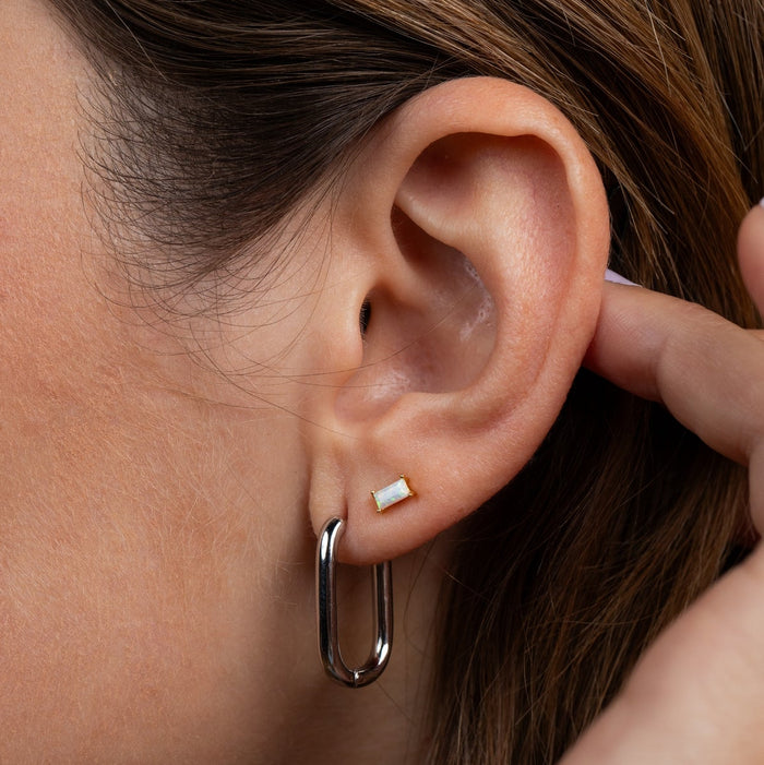 Baguette Opal Stud Earrings-JaxKelly