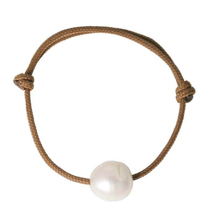Baroque Pearl on Brown Paracord Bracelet