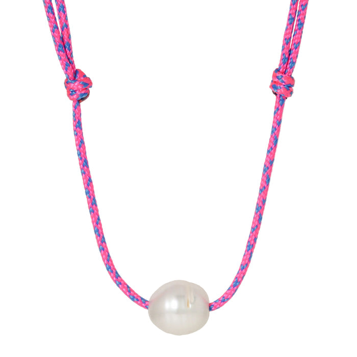Baroque Pearl on Pink Paracord Necklace