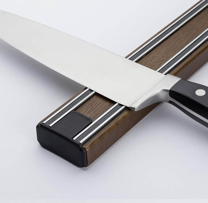 Barre aimantée surpuissante Bisbell Bisichef 35cm en bois - Noyer coloré