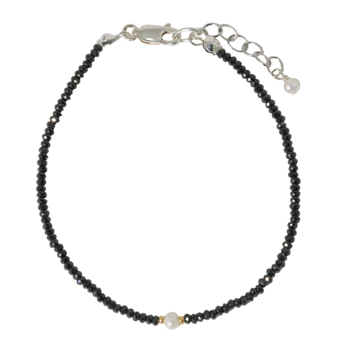 Black Spinel + Pearl Bracelet