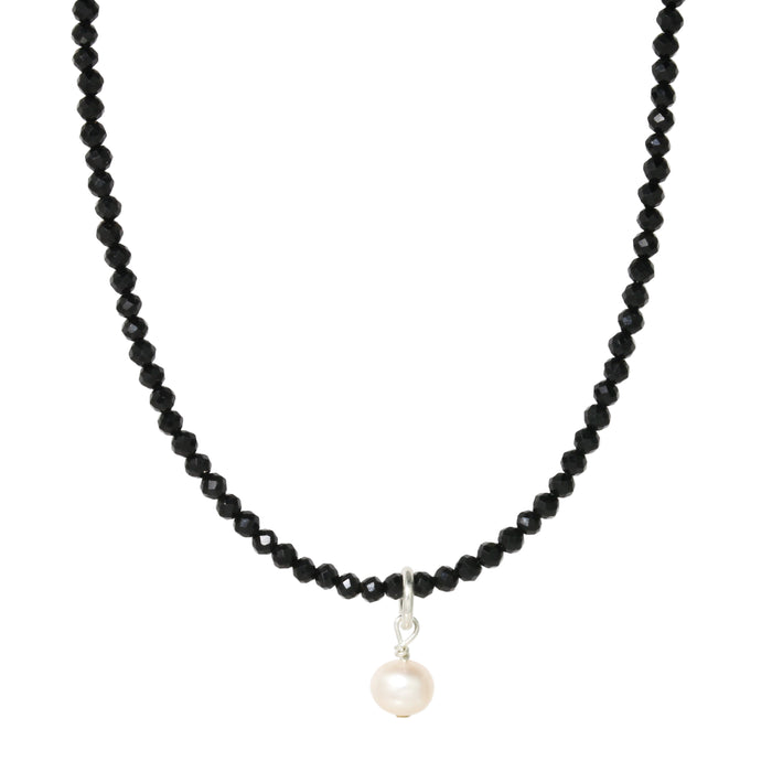 Black Spinel + Pearl Necklace-Southwest