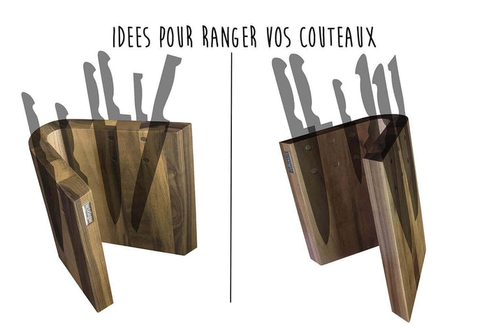Bloc vide Artelegno Grand Prix Curve pour 10 couteaux de cuisine - Noyer