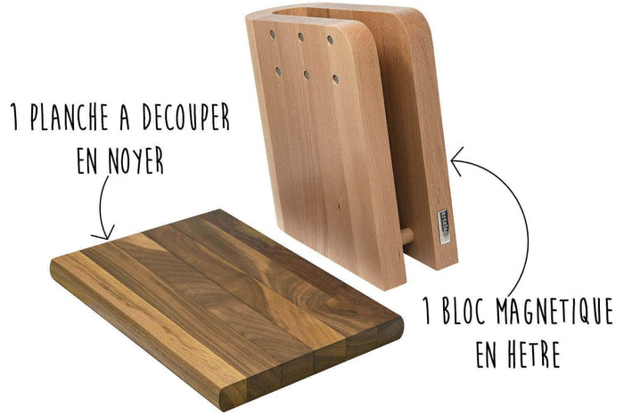 Bloc vide Artelegno Grand Prix pour 6 couteaux de cuisine + 1 planche à découper - Hêtre