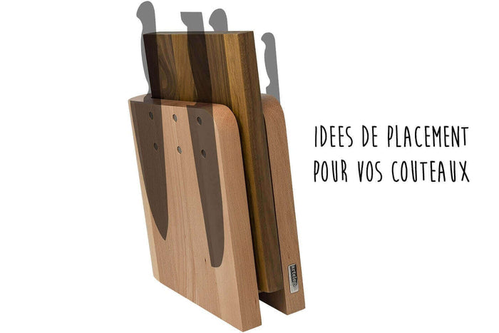 Bloc vide Artelegno Grand Prix pour 6 couteaux de cuisine + 1 planche à découper - Hêtre