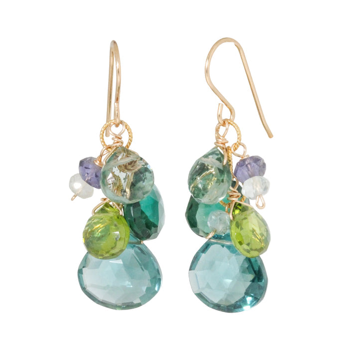 Blue Mix Cluster Earrings
