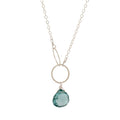 Blue Topaz Double Circle Drop Necklace