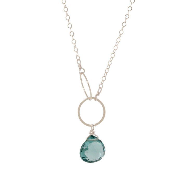 Blue Topaz Double Circle Drop Necklace