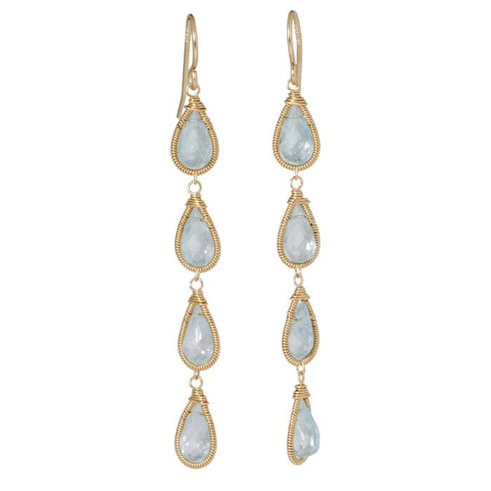 Blue Topaz Line Earrings