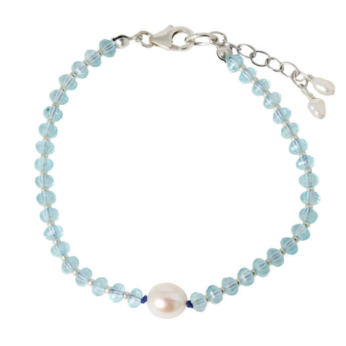 Blue Topaz + Pearl Bracelet