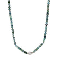 Blue Tourmaline + Pearl Necklace-Southwest