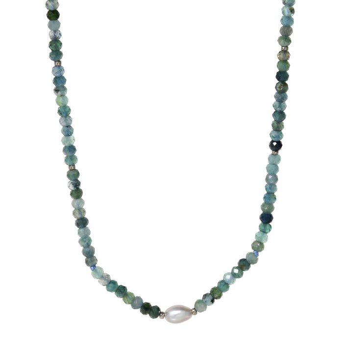 Blue Tourmaline + Pearl Necklace-Southwest