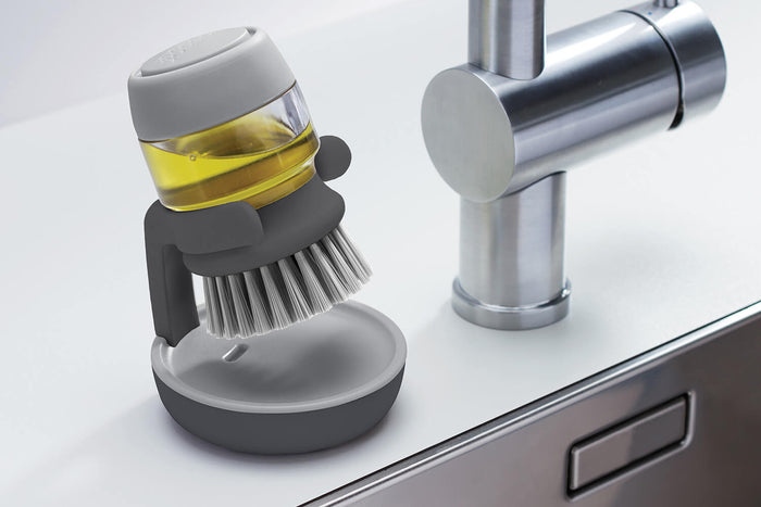 Brosse à vaisselle Joseph Joseph Palm Scrub avec réservoir - Gris