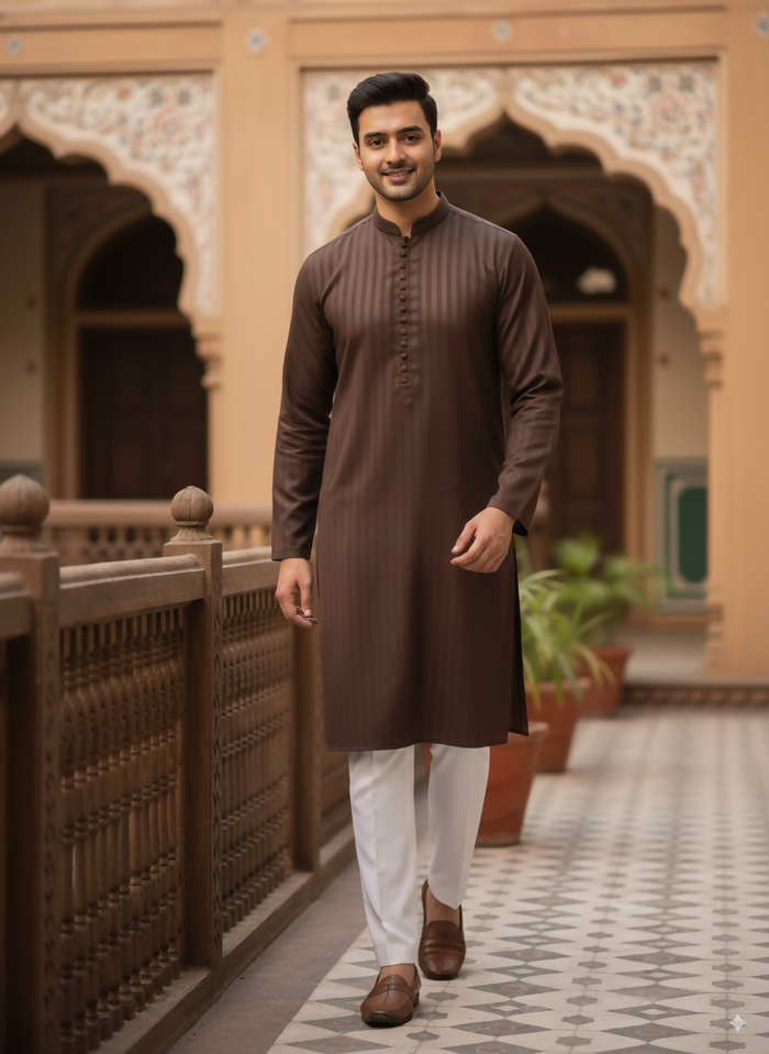 Brown Stripe Kurta