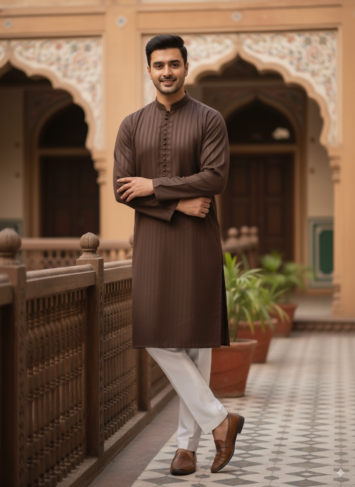 Brown Stripe Kurta