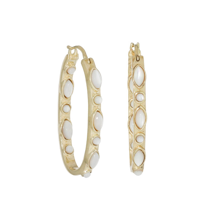 Casablanca Mother of Pearl Hoop Earrings