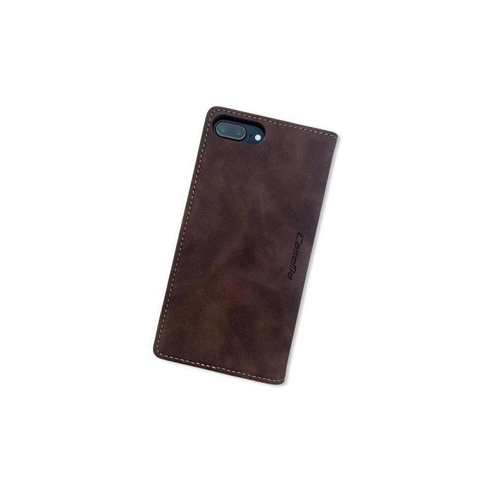 Caseme Magnetic Flip PU Leather Wallet Case for iPhone 6P / 7P / 8P - Brown