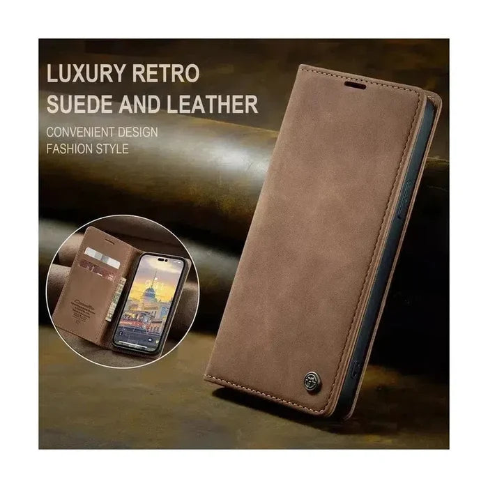 Caseme Magnetic Flip PU Leather Wallet Case for iPhone 6P / 7P / 8P - Brown