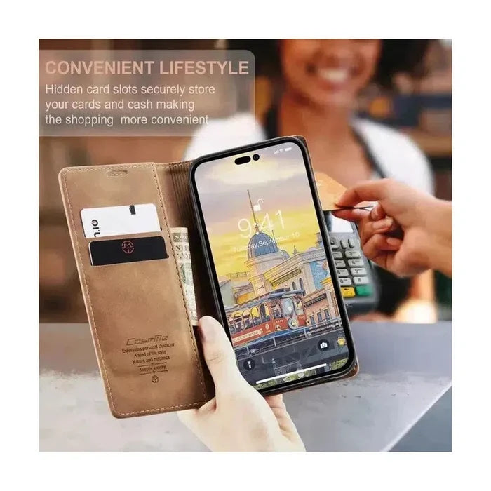 Caseme Magnetic Flip PU Leather Wallet Case for iPhone 6P / 7P / 8P - Brown