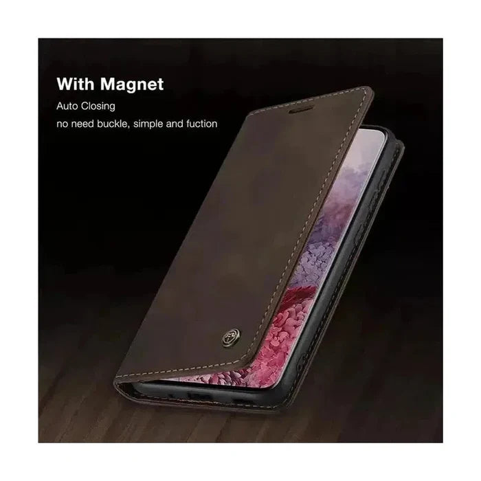 Caseme Magnetic Flip PU Leather Wallet Case for iPhone XS Max - Brown