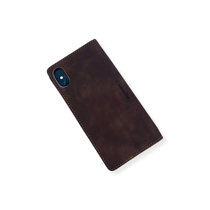 Caseme Magnetic Flip PU Leather Wallet Case for iPhone XS Max - Brown