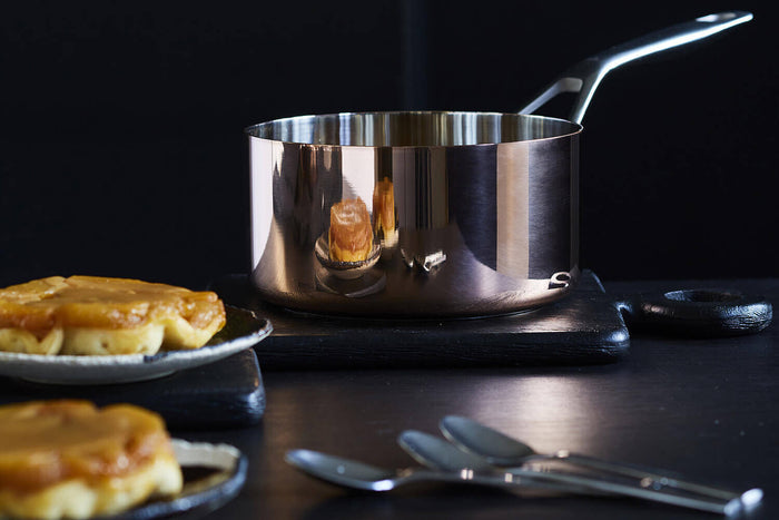 Casserole en cuivre inox droite Baumalu B'Chef poignée rivetée en fonte d'inox