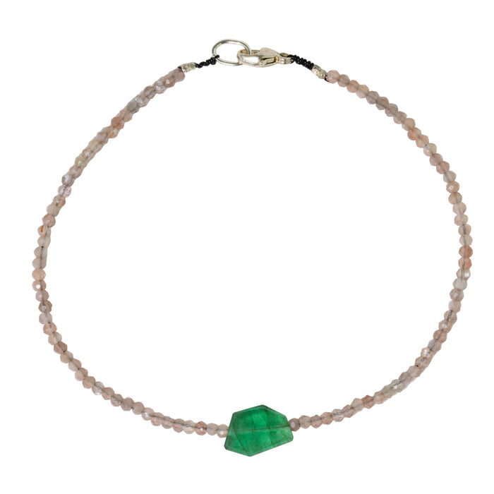 Chocolate Moonstone and Emerald Bracelet No. 140-Margaret Solow