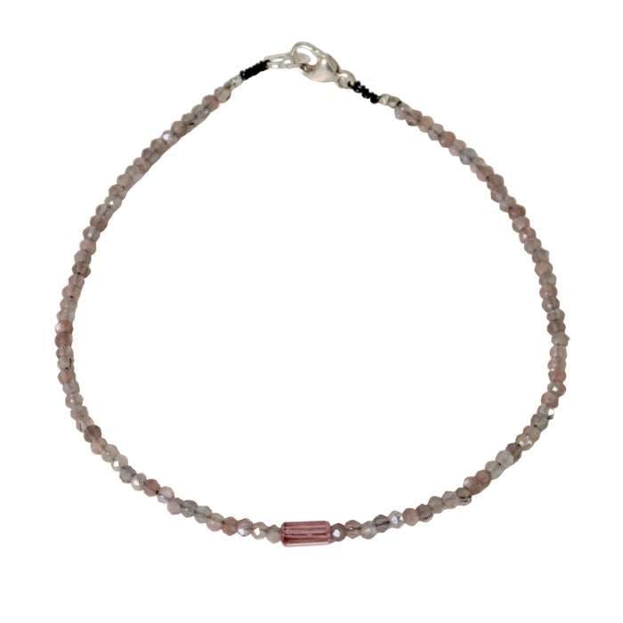 Chocolate Moonstone + Pink Tourmaline Bracelet-Margaret Solow