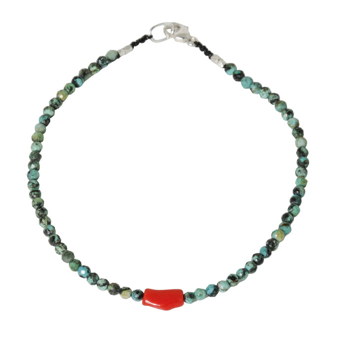 Chrysocolla + Coral Bracelet-Margaret Solow